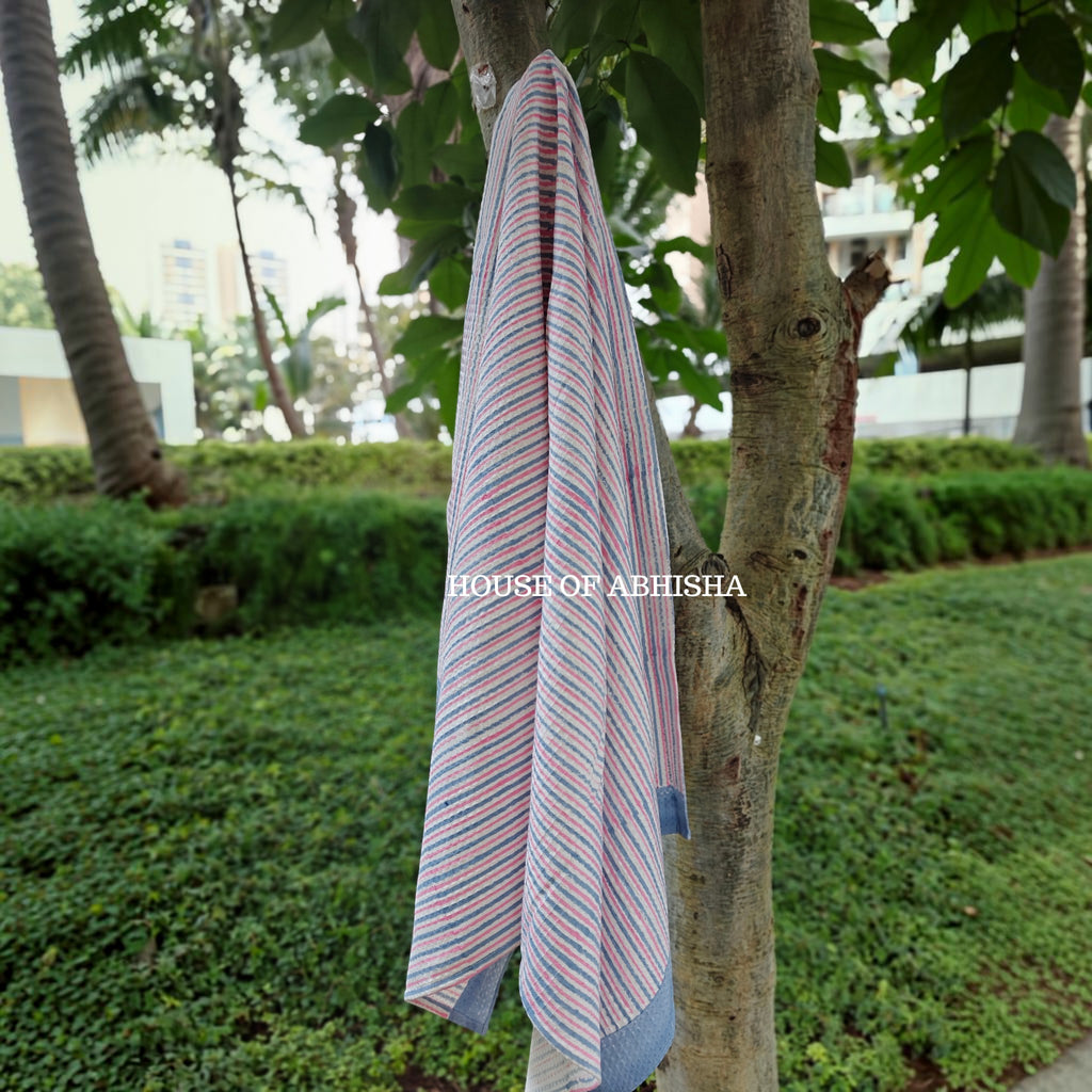Stripes Handblock Waffle Cotton Towel
