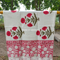 Red Poppy Handblock Waffle Cotton Towel