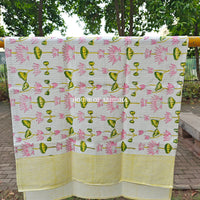 French Garden Handblock Waffle Cotton Towel