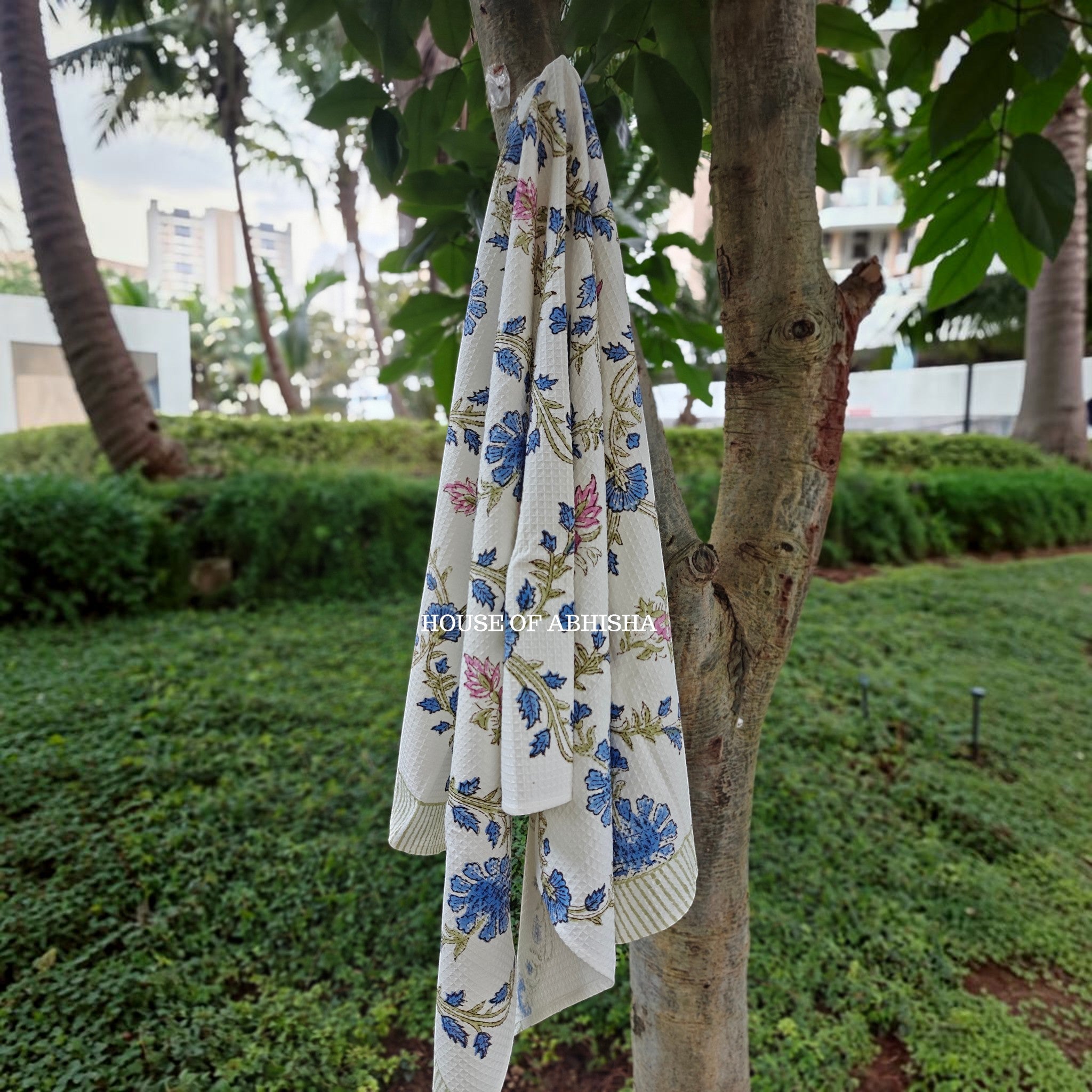Aprajita Handblock Waffle Cotton Towel