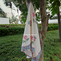 Pink Lily Handblock Waffle Cotton Towel