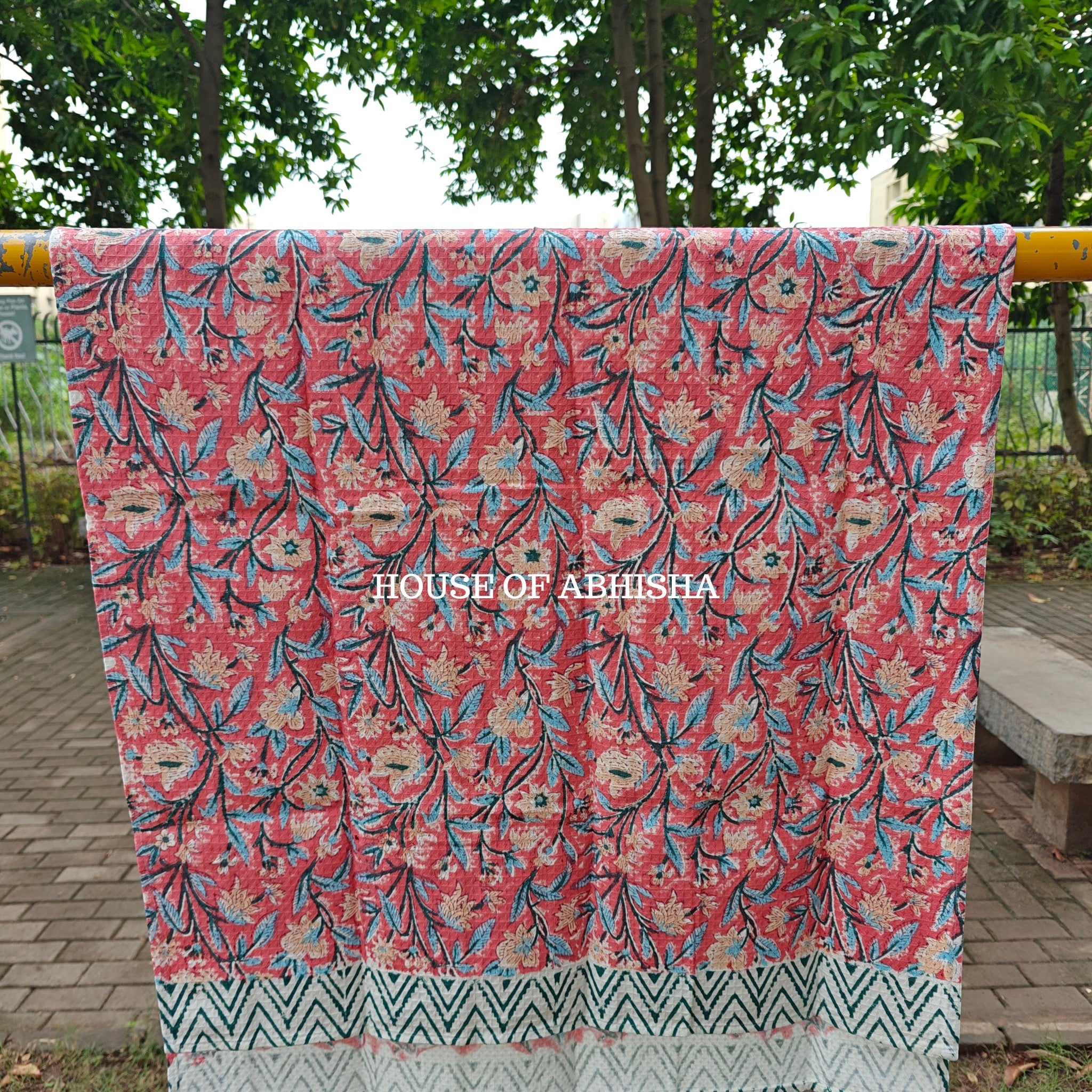 Spring Handblock Waffle Cotton Towel