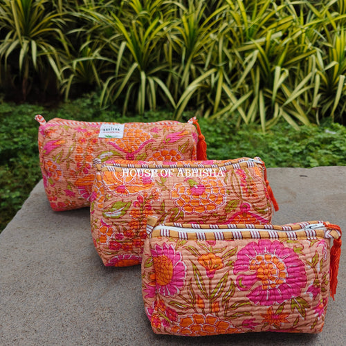 Anokhi Quilted Utility Pouches – Set of 3