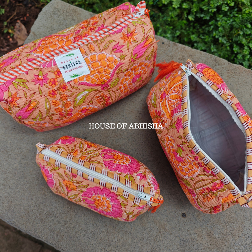 Anokhi Quilted Utility Pouches – Set of 3