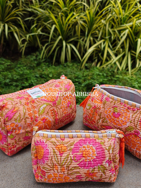 Anokhi Quilted Utility Pouches – Set of 3