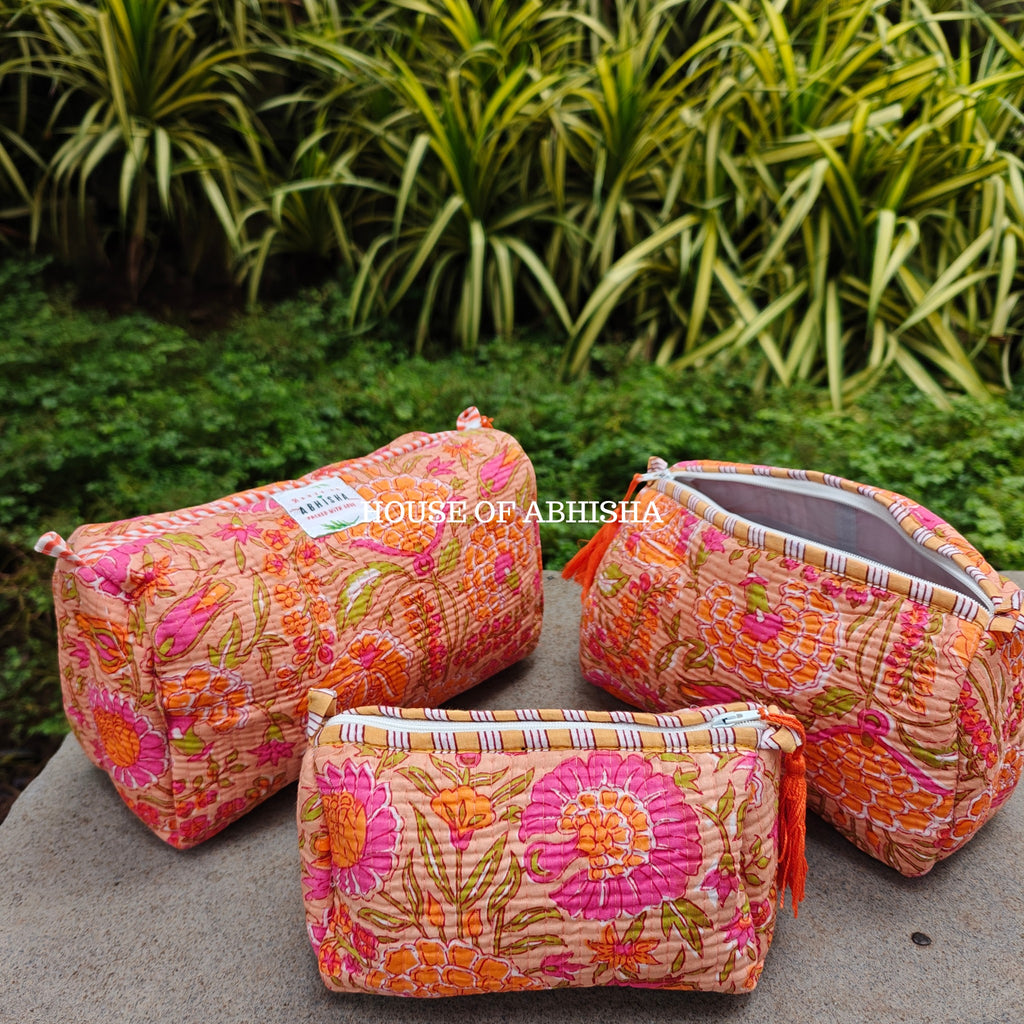 Anokhi Quilted Utility Pouches – Set of 3